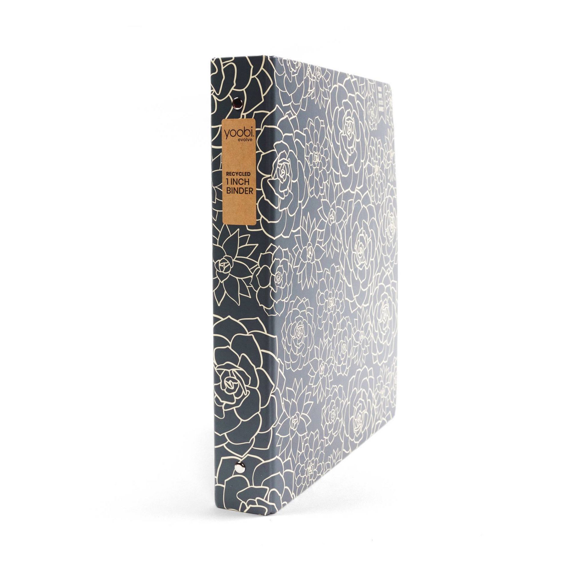 Yoobi Evolve 1" O-Ring Binder - 220 Sheet Capacity, Navy Succulents Design