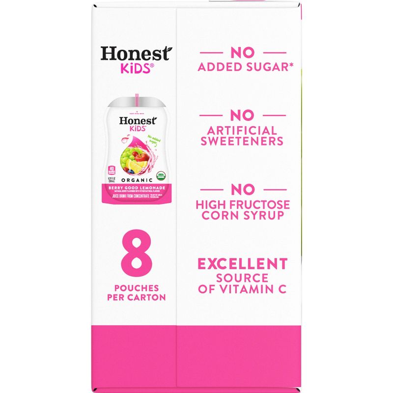 Honest Kids Berry Berry Good Lemonade Organic Juice Drinks - 8pk/6.75 fl oz Pouches, 4 of 10