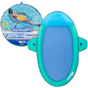 SwimWays Spring Float Premium Inflatable Pool Lounger with Head Pillow, Mesh Seat, Cup Holders, Hyper-Flate Valve, and Carrying Bag for Adults - 1 of 4