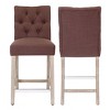 WestinTrends 24" Linen Fabric Tufted Counter Stool (Set of 2) - 3 of 4