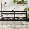 Twin Size Acacia Wood Garden Porch Swing Bed,Wooden Outdoor Patio Hammock Swing Chair with Ropes,2 Seater Hanging Garden Patio Chair-Coolbibila - 3 of 4