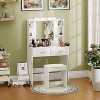 FDW Vanity Desk Makeup Vanity With Large Mirror And 3 Color Light Options Dressing Table Set With Adjustable Power Strip hair dryer holder 2 Drawers - 2 of 4