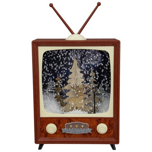 Northlight LED Lighted Musical Snowing Reindeer TV Set Christmas Decoration - 12" - image 1 of 4