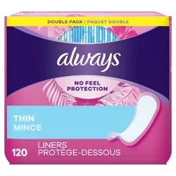 Always Dailies Thin Unscented Panty Liners - Regular - 120ct