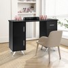 Costway Wooden Nail Desk Station with Removable Wrist Rest Metal Legs & 3 Drawers, 2 Cabinets White/Pink/Black - 4 of 4