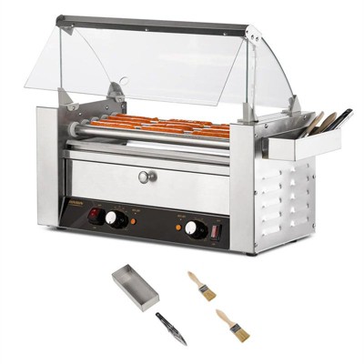 Winado 5 Rollers 900W 110V 12 Hot Dog Roller Grill With Cover & Bun Warmer