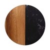 Slickblue Set of 4 Marble & Acacia Coaster, 4" Round/Square, White/Black with Padded Feet, Stylish Gift - 2 of 3