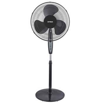 Optimus 16 in. Oscillating Stand Fan with Remote Control in Black