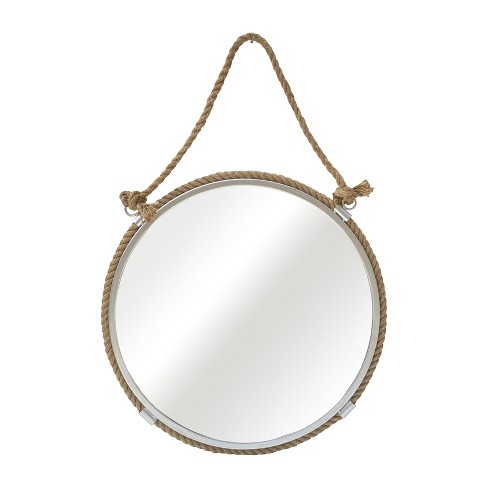 SAGEBROOK HOME 24" Metal Mirror with Rope Silver/Natural: Round, Hand-Painted, Wall Mount, Jute Accent - image 1 of 4