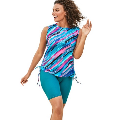 Swim 365 Women's Plus Size Tank Overlay Swim Romper, 30 - Classic