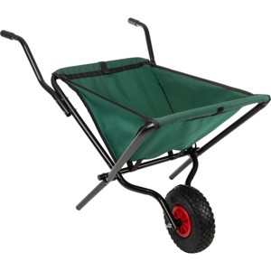 Pure Garden 80lb Capacity Collapsible Steel Wheelbarrow Green: No Assembly, Pneumatic Tire, 9.6 Volume, 31" H - 1 of 4