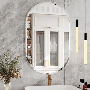 Oval Frameless Bathroom Mirror with Beveled Edge, Decorative Wall Mirror for Vanity and Bathroom - 1 of 4