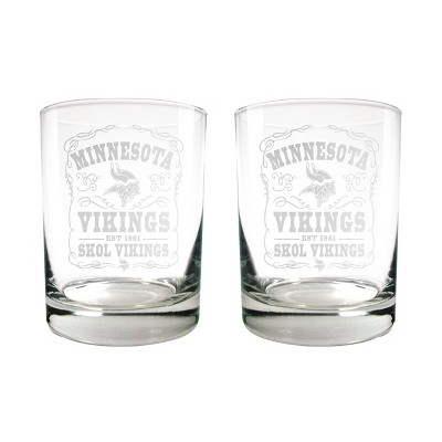 NFL Minnesota Vikings 15oz Rocks Glass Set - 2pc