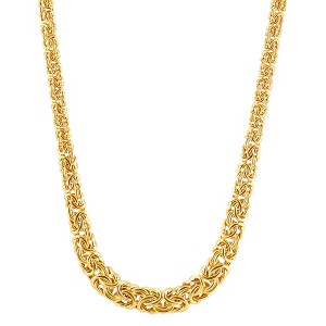 Pompeii3 14k Yellow Gold Plated Heavy Silver 17" Byzantine Chain Women's Necklace - 1 of 3