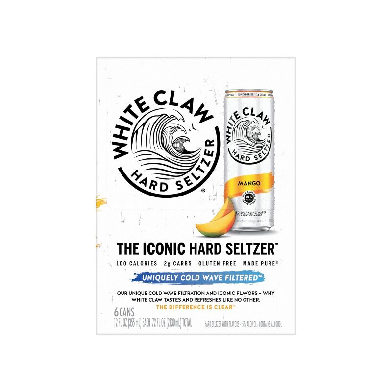 White Claw Mango Hard Seltzer - 6pk/12 fl oz Slim Cans, 5 of 9