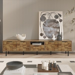 79'' Mid Century Modern TV Stand for 85 Inch TV, Textured Media Console with Storage for Living Room-3irtyhousy - 1 of 4