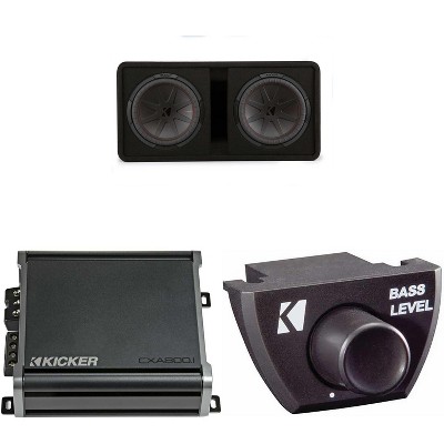 Kicker Comp R 12 Inch Dual Subwoofer in Vented Enclosure Package with 46CXA8001 Amplifier & Bass Knob
