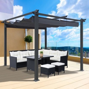 Patti 13x10ft Outdoor Gazebo, Patio Pergola with Canopy Sunshelter for Garden, Backyard, Outdoor Furniture- Maison Boucle - 1 of 4
