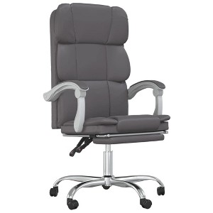 vidaXL Reclining Office Chair in Gray Faux Leather - Modern Design, Lying Down Feature, Armrest, Foam Filling - 1 of 4