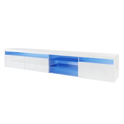 NicBex Modern TV Stand with LED for TVs up to 105 Inches,TV Console Table with 2 Glass Shelves and 2 Cabinets