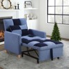 Aukfa Pull Out Sofa Chair, Convertible Sleeper Futon Chair Bed, Patchwork Teddy, Blue/Navy - 2 of 4