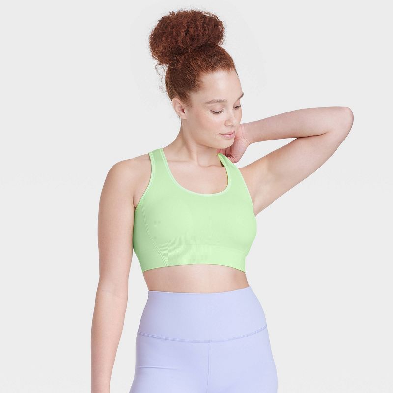 Women's Seamless Medium Support Racerback Sports Bra - All In Motion™, 4 of 7