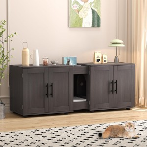 Gaomon Litter Box Enclosure with Double Room,Cat Hidden Litter Box Enclosure Furniture for 2 Cats with Double Room,  Cat House - 1 of 4