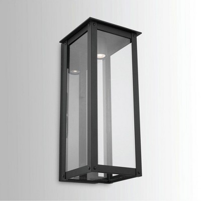 Black Aluminum and Clear Glass Outdoor Wall Lantern
