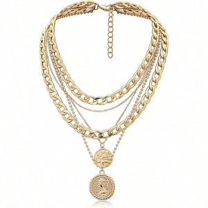 Trendy Retro Coin Necklace Dainty Chunky Choker for Women Birthday Gift - 1 of 4