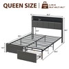 Bed Frame with Storage Headboard Led Lights Charging Station, Upholstered Queen Platform Bed Frames with 2 Drawers, No Box Spring Needed - 2 of 4