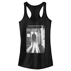 Juniors Womens Halloween II Michael Myers Black Logo Racerback Tank Top - 1 of 4