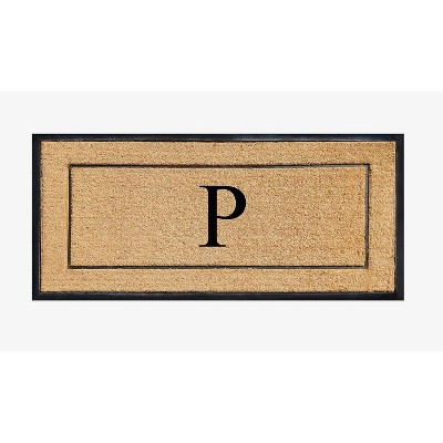 A1HC Natural Coir and Rubber Backing Monogrammed Door Mat, Anti-Shed Entry Doormat