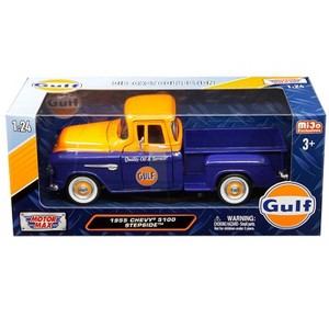 1955 Chevrolet 5100 Stepside Pickup Truck "Gulf" Dark Blue and Orange 1/24 Diecast Model Car by Motormax - 1 of 3