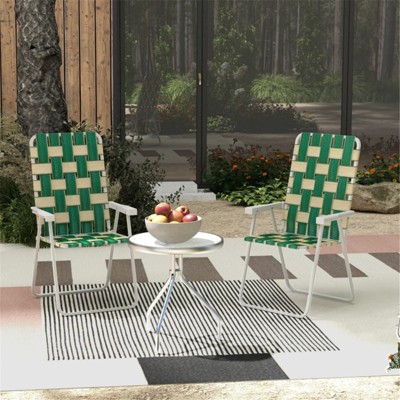 VisioGear Outdoor Portable Chairs, 2-Piece Folding Camping Chairs, Portable Beach Chair for Outdoor, Green & Yellow, 22.5"*22.5"*37"