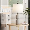 Maxax Beige Table Lamp,Modern Geometric Nightstand Lamp for Bedroom Living Room,Bedside Lamp with White Fabric Shade - 3 of 4