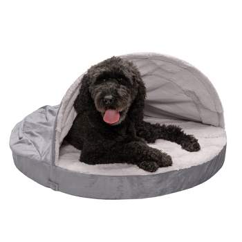 FurHaven Wave Fur & Velvet Snuggery Gel Top Foam Dog Bed