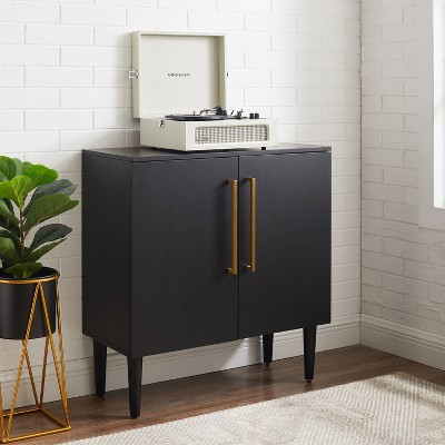 Everett Mid-Century Modern Black Accent Cabinet with Adjustable Shelf