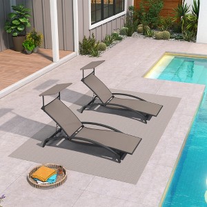 PURPLE LEAF Outdoor Chaise Lounge Chair Set of 2 Patio Pool Lounger Chairs with Wooden Armrest Sunbathing Tanning Recliner for Outside Backyard - 1 of 4