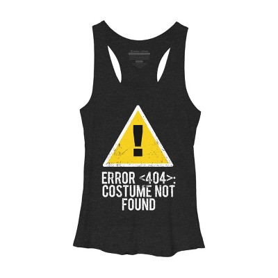 Women's Design By Humans Halloween Error 404 Costume Not Found Apparel By COVI Racerback Tank Top
