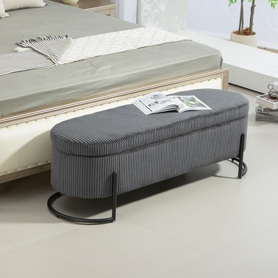 NicBex Bedroom End Bench with Black Legs Velvet Storage Ottoman with Safety Hinge Entryway Padded Footstool for Living Room, Entryway