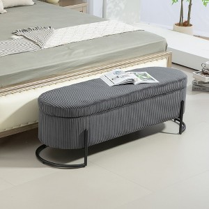 CAVINAS Storage Ottoman Bench, House Hold Storage Ottoman, Upholstered Fabric Storage Ottoman with Safety Hinge, Entryway Padded Footstool - 1 of 4