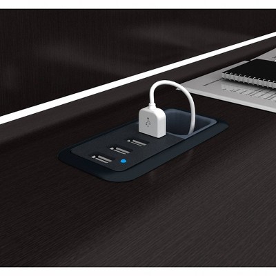 Espresso Oak L-Shaped Computer Desk with Hutch and Storage