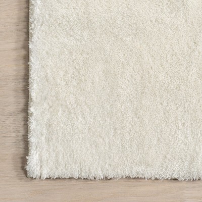 White Machine Washable Non-Slip Shag Area Rug, 2'6" x 10'