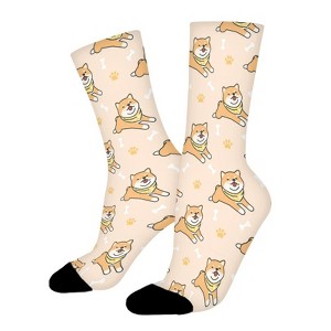 Cute Dog Shiba Inu Women Printed Crew Socks Funny Funky Socks Soft Polyester Novelty Gifts for Artists Men - 1 of 1