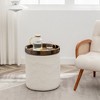 KINWELL Round Upholstered Pouf Ottoman Footrest - 4 of 4