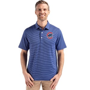 Chicago Cubs Cutter & Buck Forge Epic Confidence Fine Line Stripe Stretch Recycled Mens Polo - 1 of 1