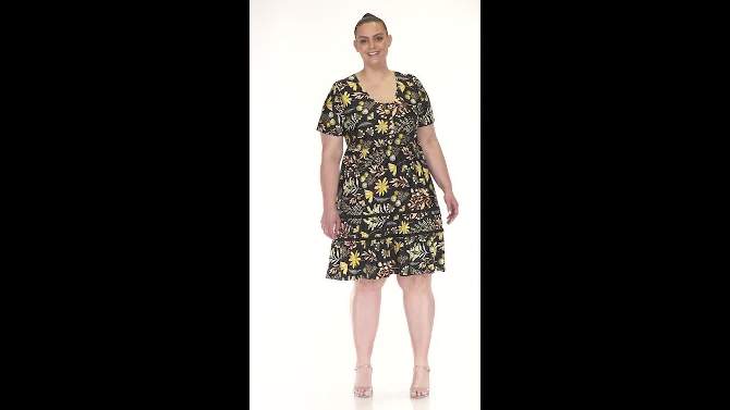 Plus Size Floral Short Sleeve Knee Length Dress, 2 of 7, play video