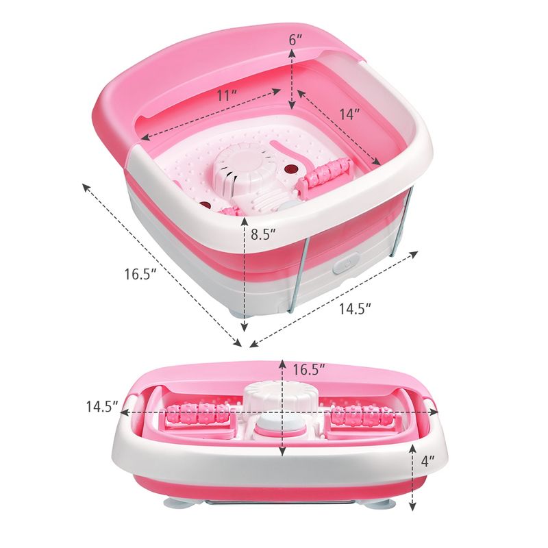 Costway Heated Foot Spa Bath Massager Collapsible Design, 3 in 1 Footbath Tub with Rollers Pumice Stone Scrub Brush, Easy Storage, Foldable Foot Soaking Tub for Feet Stress Relief, 3 of 11