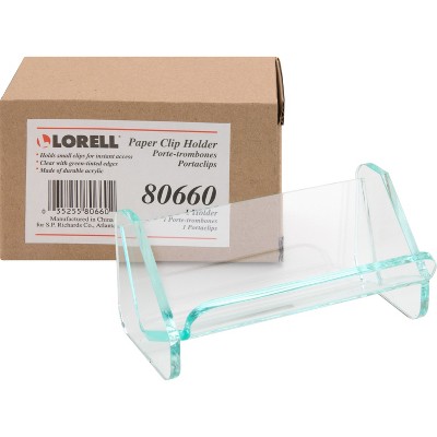 Lorell Paper Clip Holder 3-7/8"x2-1/2"x1-7/8" Clear/Green 80660