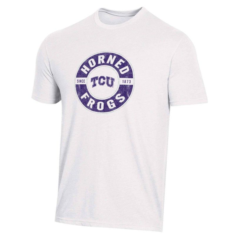 NCAA TCU Horned Frogs Men&#39;s White Biblend T-Shirt, 1 of 4
